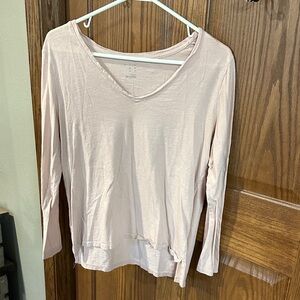 a new day Women's Light Pink V-Neck Long Sleeve Top